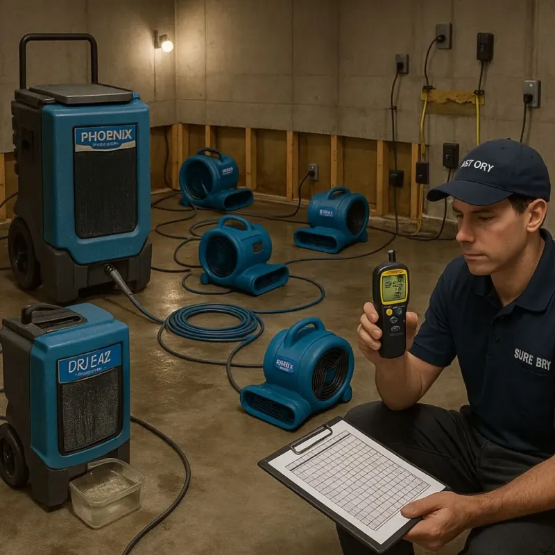 Structural Drying and Dehumidification process in Franklinton, NC